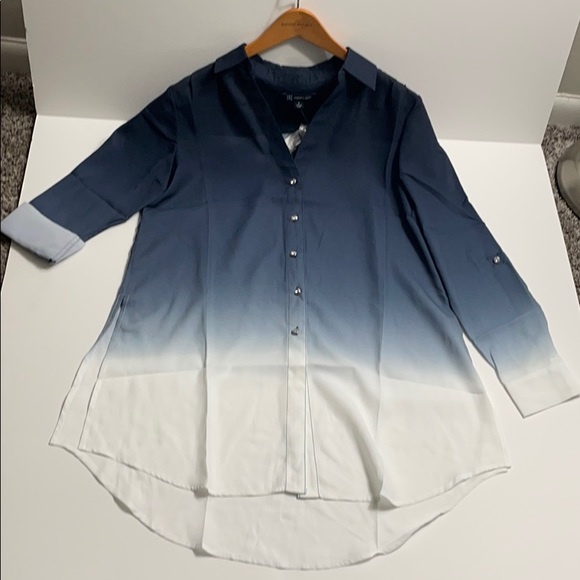 INC International Concepts Tops - INC OMBRE COLLAR BLOUSE HIGH LOW BRANDNEW!